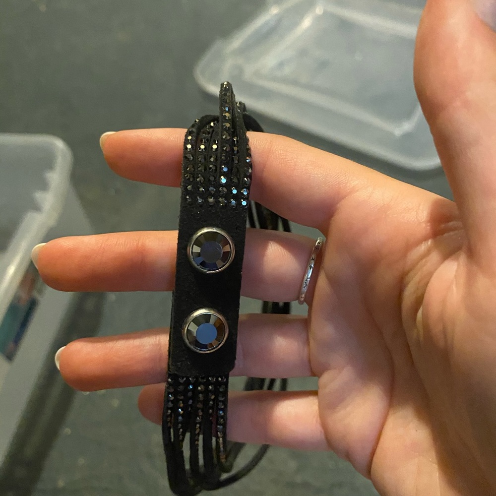 Swarovski black fabric bracelet
